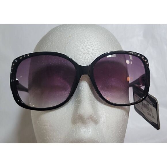 Foster Grant Oversized Black Sunglasses with Crystal Details Maxblock Scratch Re - Picture 4 of 11